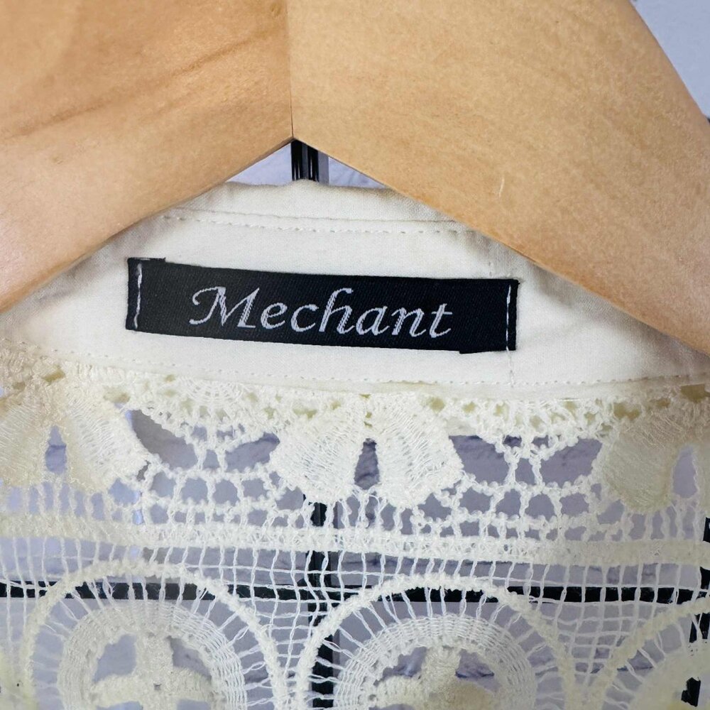 Mechant Cream Crochet Lace Button Front Shirt – Size M - Picture 4 of 8